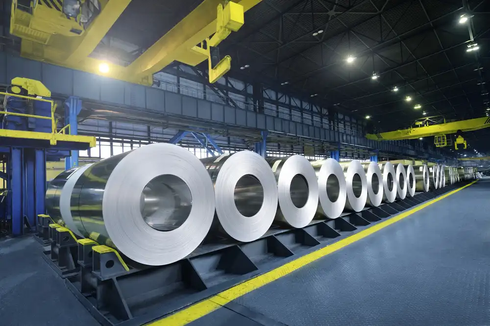 Cold rolled steel coils at factory