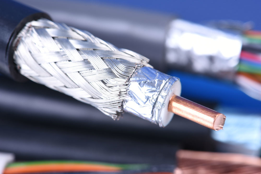 Copper coaxial cable close-up